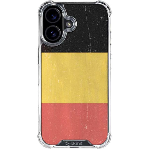 Belgium Flag Distressed iPhone 16 Clear Case